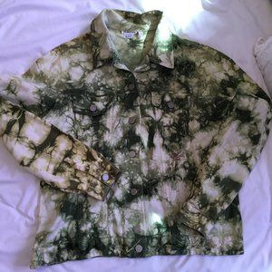 Women's green/white tie-dyed denim jacket